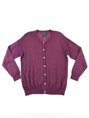 InWear round neck cardigan Women Small burgundy alpaca wool blend relaxed fit